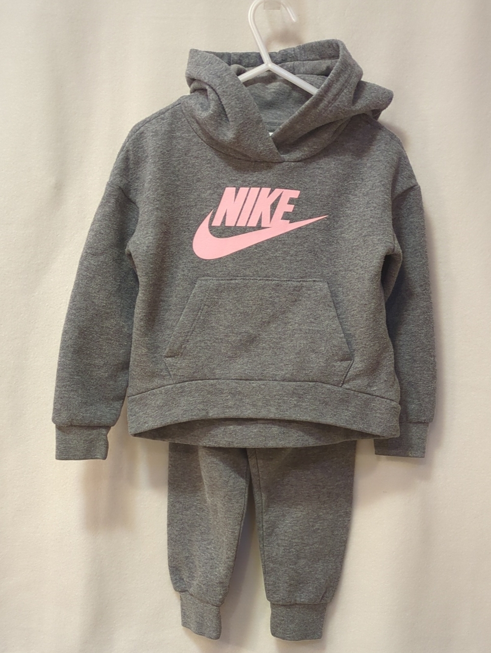 Nike Grey Hoodie and Joggers Set with Pink Logo
